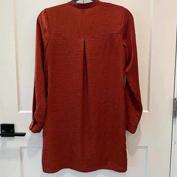 Forever 21 Burnt Orange Button Down Tunic Dress Top Blouse Size XS - Picture 4 of 6